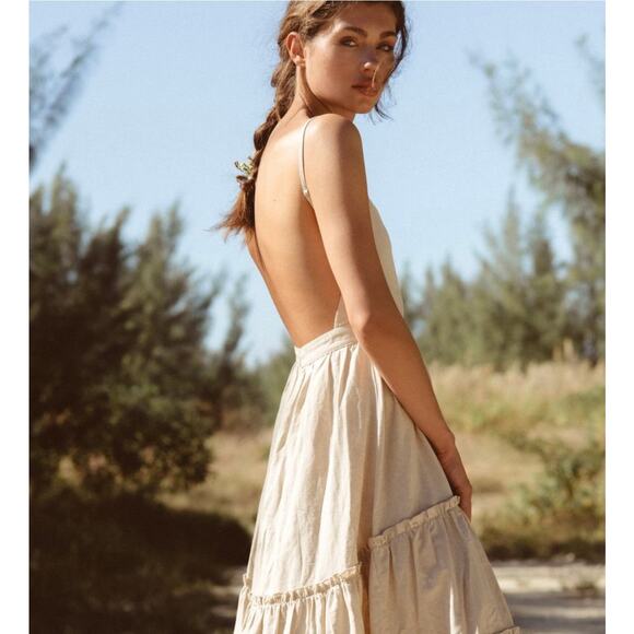 The Cousin The Label Malto Dress Cream Size Small NWT Ruffled Tier Romantic - Picture 7 of 13